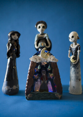 Porcelain, underglaze, and glaze. Sizes ranging from 12 inches to 22 inches.